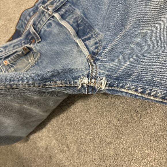 Vintage Levis 501 XX Jeans 34x34 Men Blue Button Fly Made in USA 90s Distressed - Picture 9 of 9
